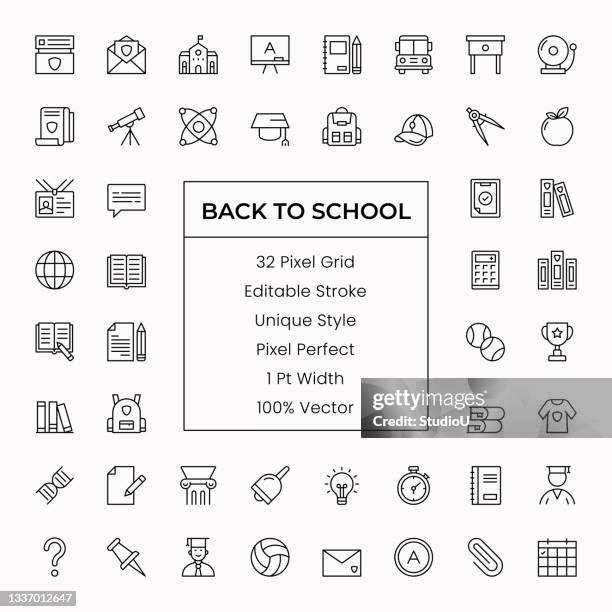 back to school line icons - university class covid stock illustrations