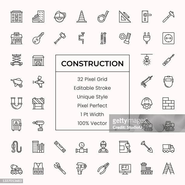 construction line icons - 建築師 幅插畫檔、美工圖案、卡通及圖標