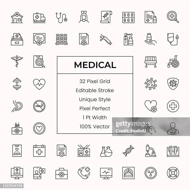 stockillustraties, clipart, cartoons en iconen met medical line icons - scalpel