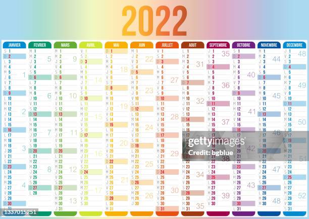 stockillustraties, clipart, cartoons en iconen met french calendar 2022 - frans taal