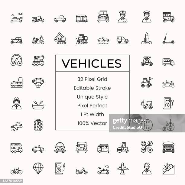 ilustrações de stock, clip art, desenhos animados e ícones de vehicles line icons - suv
