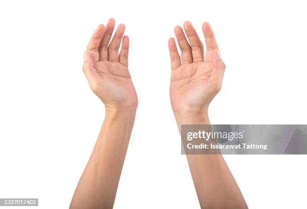 female hand holding, isolated on white background hand isolated on white background - two hands praying stock pictures, royalty-free photos & images