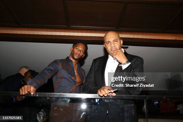 Victor Cruz and Lenny Santiago attends 40/40 Club Celebrates 18-Year Anniversary With Star-Studded Event at 40 / 40 Club on August 28, 2021 in New...