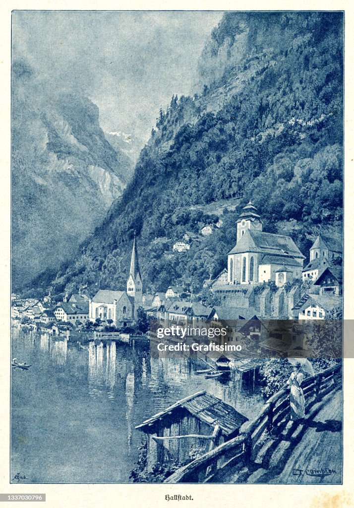 Town of Hallstatt in Upper Austria 1897