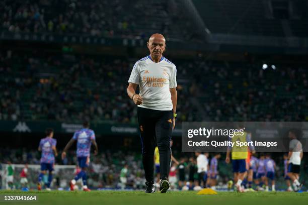 Antonio Pintus, Real Madrid Fitness coach, looks on prior to the La Liga Santander match between Real Betis and Real Madrid CF at Estadio Benito...