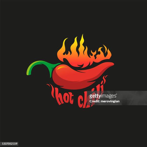 chili pepper logo designs concept. flaming chile pepper and lettering - restaurant logo stock illustrations