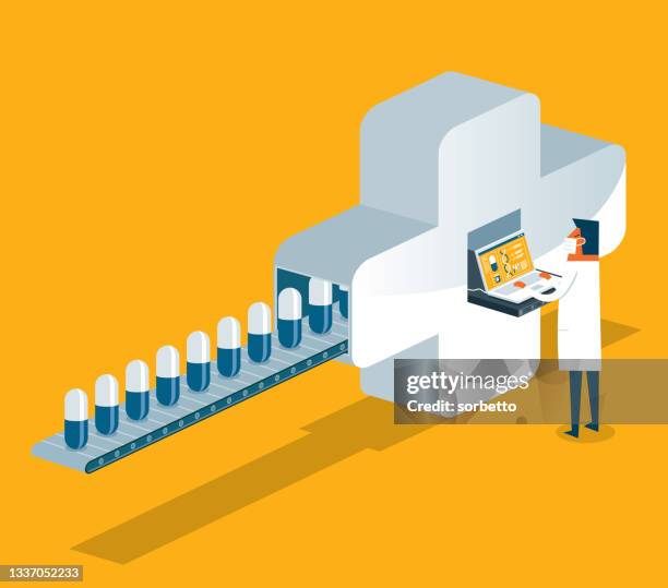 pharmaceutical industry - pharmaceutical factory stock illustrations