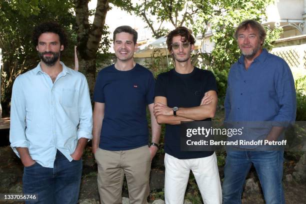 Sebastien Pouderoux, director Yann Gozlan, Pierre Niney and Olivier Rabourdin attend the "Boite noire" movie Photocall during the 14th Angouleme...