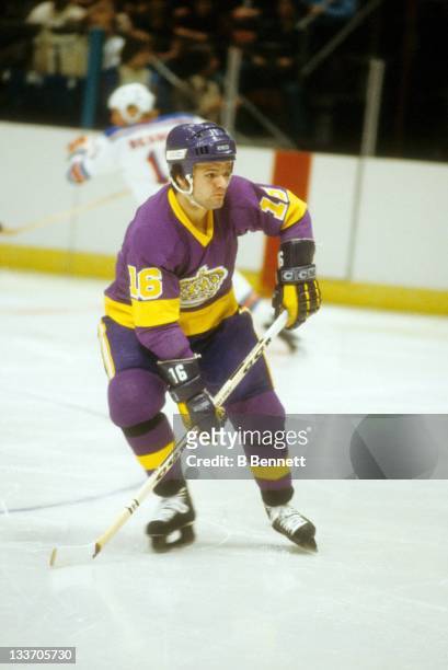 Marcel Dionne of the Los Angeles Kings skates on the ice during an NHL game against the New York Rangers on December 13, 1978 at the Madison Square...