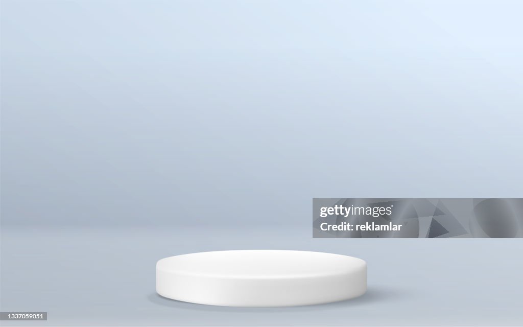 Ilustração do vetor do pódio 3d redondo branco. Mockup escada branca vazia para prêmio. Volta pedestal e pódio vencedor.