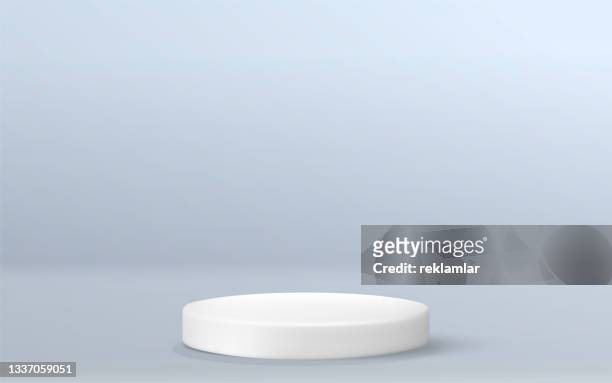 white 3d round podium vector illustration. mockup empty white stair for award. round pedestal and winner podium. - winners podium stock illustrations