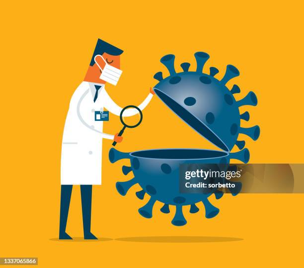 viruses - analyzing - pharmacist mask stock illustrations