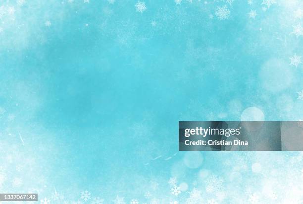 abstract winter background with snowflakes and bokeh effects - ice stock pictures, royalty-free photos & images