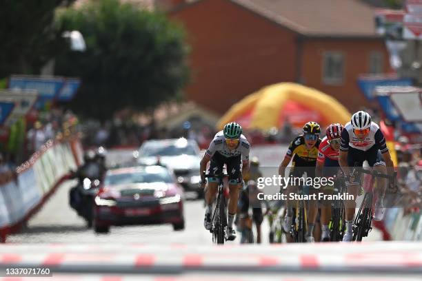 Giulio Ciccone of Italy and Team Trek - Segafredo and Odd Christian Eiking of Norway and Team Intermarché - Wanty - Gobert Matériaux red leader...