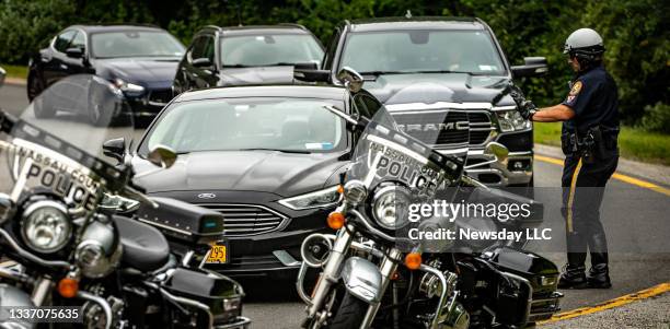 Nassau County, New York, Highway Patrol hitting the roads for a safer roadway at the entrance to the Seaford Oyster Bay Expressway in Syosset, New...