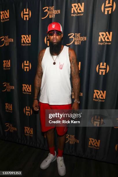 Slim Thug attends RapCaviar Presents James Harden & Friends at Bayou Music Center on August 28, 2021 in Houston, Texas.