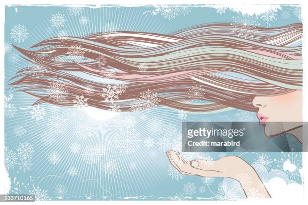 winter-wind - hair blowing stock-grafiken, -clipart, -cartoons und -symbole