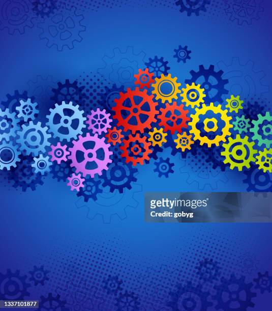 colorful gears background - business solutions silhouette stock illustrations