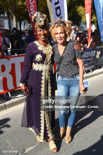Nadege Beausson-Diagne and Clémentine Célarié arrive at the closing ceremony during the 14th Angouleme French-Speaking Film Festival on August 29,...