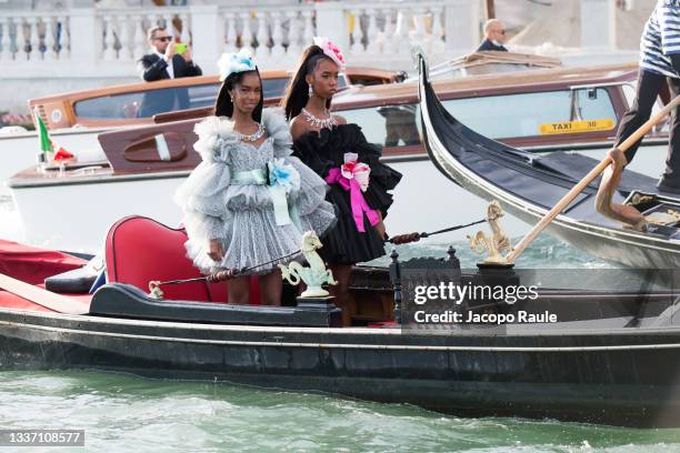 Lila Star Combs and Jessie James Combs are seen during the Dolce&Gabbana Alta Moda show on August 29, 2021 in Venice, Italy.