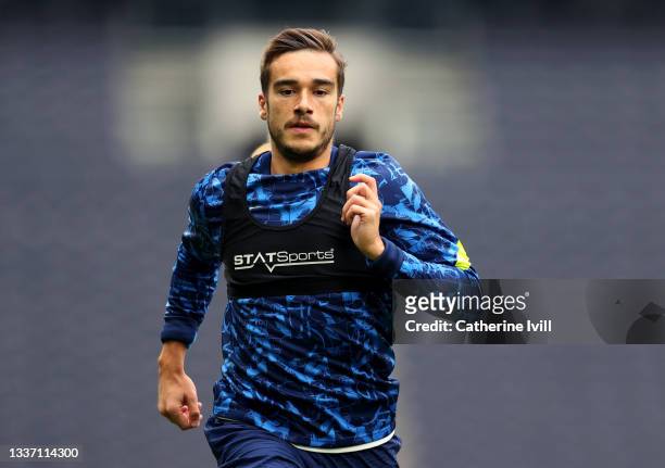 Harry Winks of Tottenham Hotspur warms down following the Premier League match between Tottenham Hotspur and Watford at Tottenham Hotspur Stadium on...