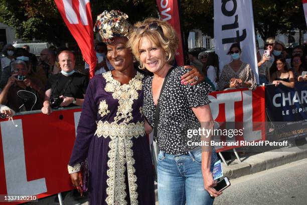 Nadege Beausson-Diagne and Clémentine Célarié attends the closing ceremony of the 14th Angouleme French-Speaking Film Festival on August 29, 2021 in...