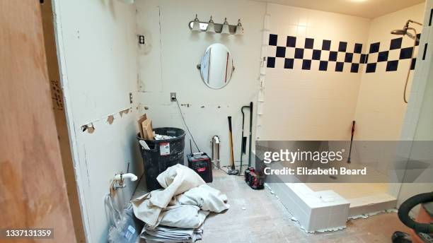 bathroom renovation: during - demolition stock pictures, royalty-free photos & images
