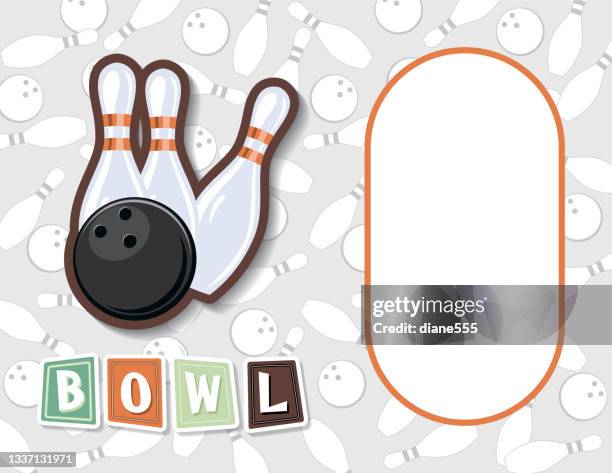 retro style bowling geburtstagsparty einladungsvorlage - bowling party stock-grafiken, -clipart, -cartoons und -symbole