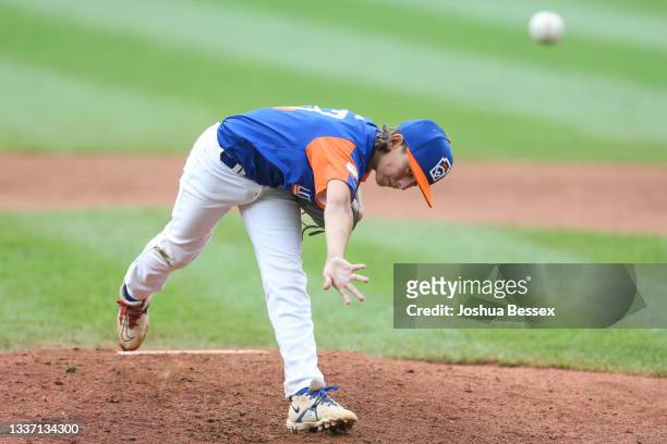 Gavin Ulin of Team Michigan pitches in the fifth inning of the 2021 Little League World Series game against Team Ohio at Howard J. Lamade Stadium on...
