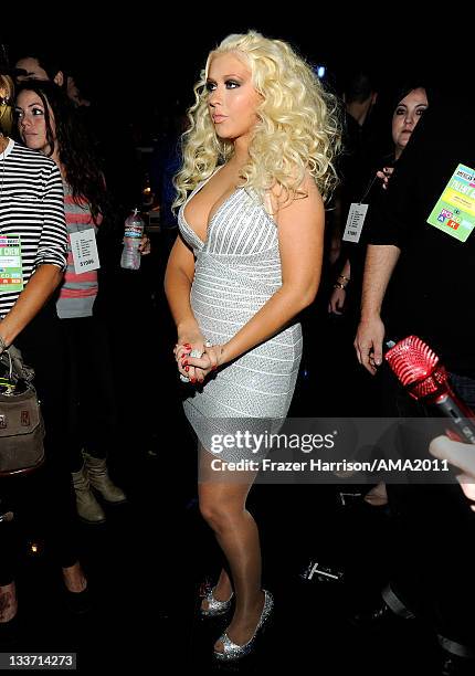 Singer Christina Aguilera at the 2011 American Music Awards held at Nokia Theatre L.A. LIVE on November 20, 2011 in Los Angeles, California.