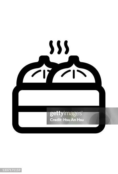 xiao long bao icon vector illustration in monochrome color. - dim sum meal stock illustrations