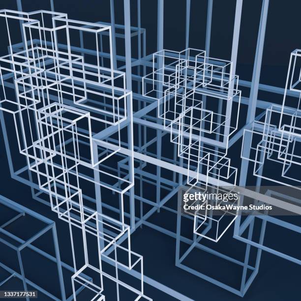 close-up of 3d wireframe model of object, abstract drawing background - wire frame model stock-fotos und bilder