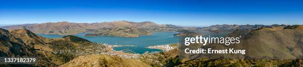 te whakaraupō lyttelton harbour, day, winter - port hills stock pictures, royalty-free photos & images