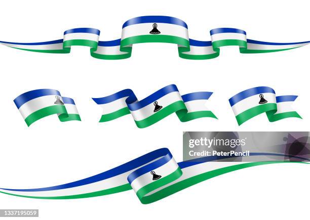 lesotho flag ribbon set - vector stock illustration - lesotho stock illustrations