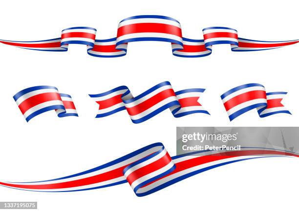 costa rica flag ribbon set - vector stock illustration - costa rica flag stock illustrations