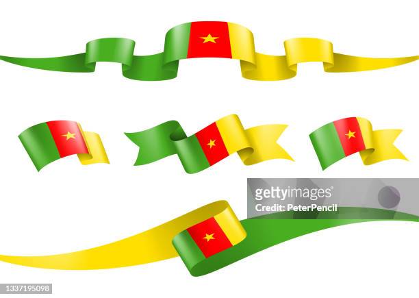 cameroon flag ribbon set - vector stock illustration - cameroon stock illustrations