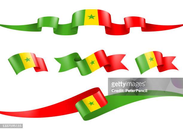 ilustrações, clipart, desenhos animados e ícones de conjunto de fitas da bandeira do senegal - ilustração de estoque de vetores - senegal