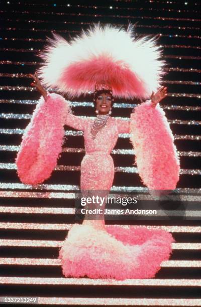 Josephine Baker performs in her last concert entitled "Josephine" at Bobino Theater in Paris. Baker, aged 69, died after the 14th performance from a...