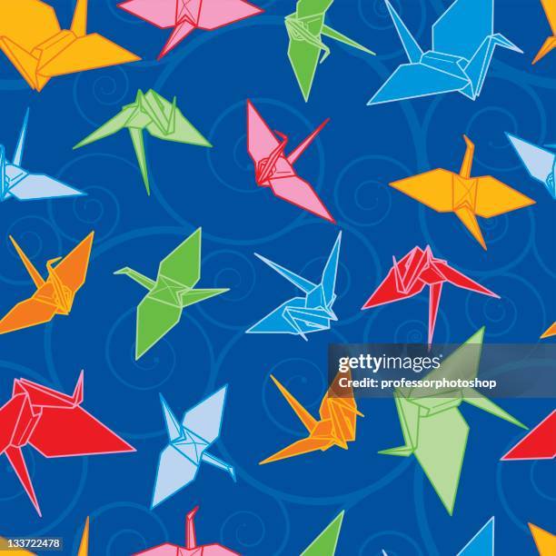 illustrazioni stock, clip art, cartoni animati e icone di tendenza di gru origami - origami a forma di gru
