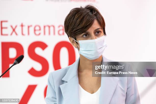 The Minister of Territorial Policy and Government Spokesperson, Isabel Rodriguez Garcia, gives a press conference at the PSOE headquarters, on 30...