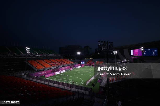 General view ahead of the Football Five-a-side match between Spain and Argentina on day 6 of the Tokyo 2020 Paralympic Games at Tokyo Metropolitan...