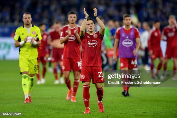 Leonardo Koutris of Duesseldorf during the Second Bundesliga match between FC Schalke 04 and Fortuna Düsseldorf at Veltins Arena on August 28, 2021...