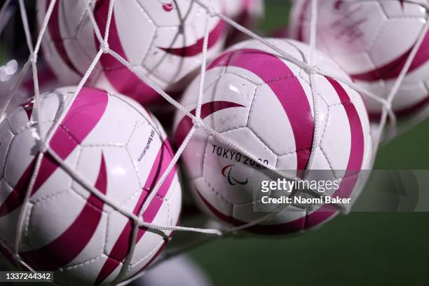 Detailed view of the match ball on day 6 of the Tokyo 2020 Paralympic Games at Aomi Urban Sports Park on August 30, 2021 in Tokyo, Japan.