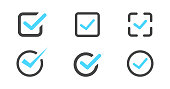 Checkmark icon set. Vector isolated illustration. Tick icons collection.