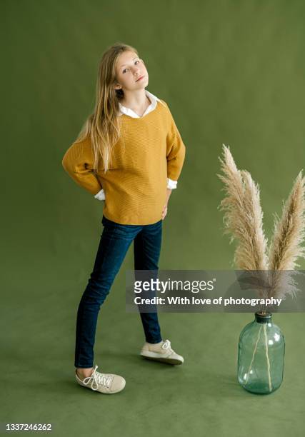 teenage girl 14-15 years oldin studio - 12 13 14 15 years girl stock pictures, royalty-free photos & images