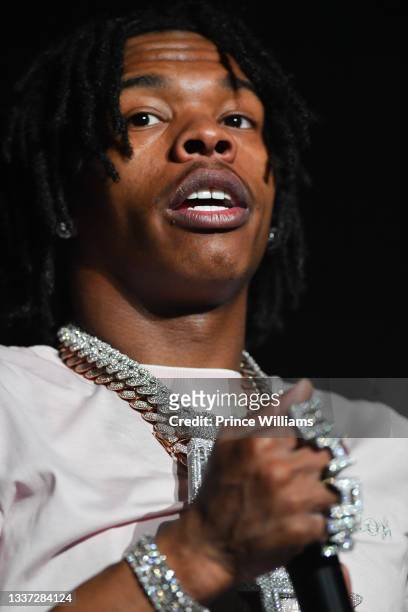Rapper lil Baby performs at Z107.9 Summer Jam at Rocket Mortgage Fieldhouse on August 28, 2021 in Cleveland, Ohio.