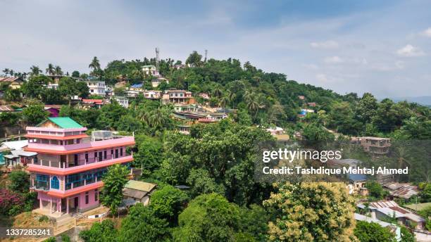 aerial view of guwahati, assam taken on a sunny day. - guwahati fotografías e imágenes de stock