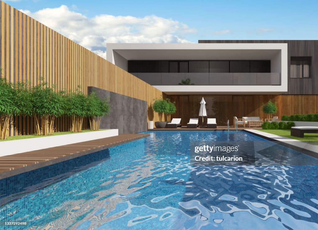 Modern Luxurious Villa with garden and swimming pool.