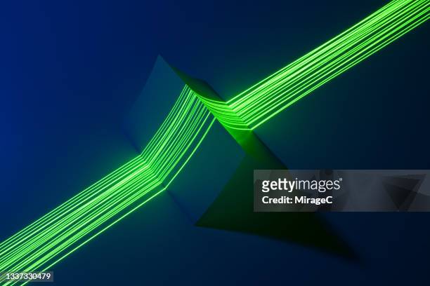 green laser scanning triangle shaped paper - high contrast color stock pictures, royalty-free photos & images
