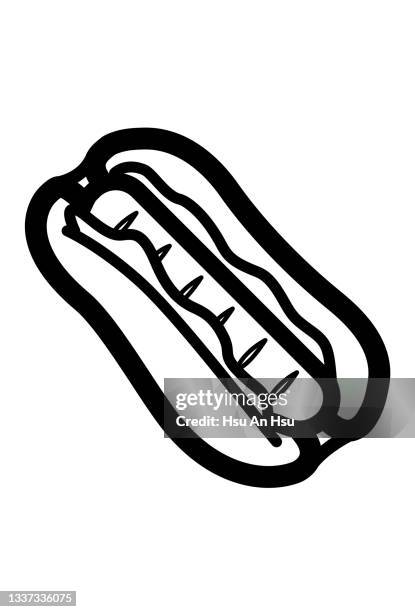 hot dog icon vector illustration in monochrome color. - hot dog eating contest stock illustrations